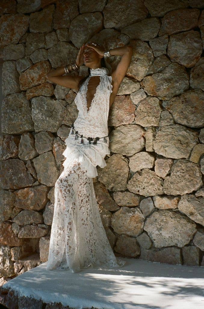 BONITA MAXI DRESS IN WHITE COTTON LACE
