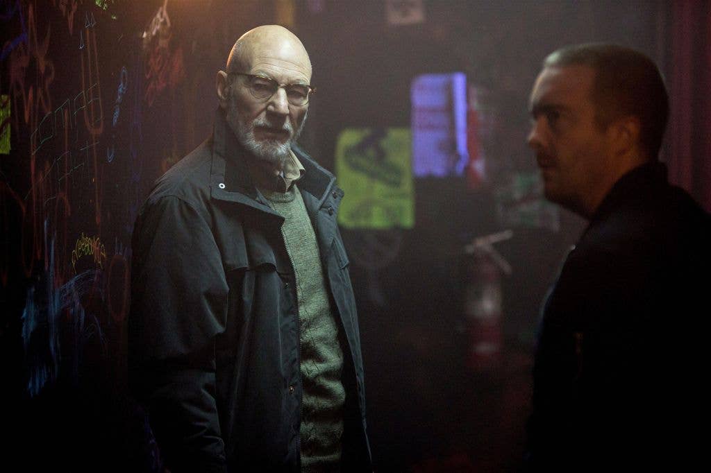 Patrick Stewart in a still image from Green Room