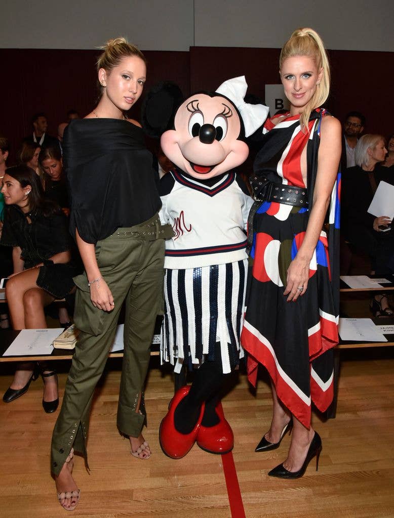 Princess Olympia of Greece made an appearance at the Monse show during New York Fashion Week in 2017 alongside Nicky Hilton and Minnie Mouse.  