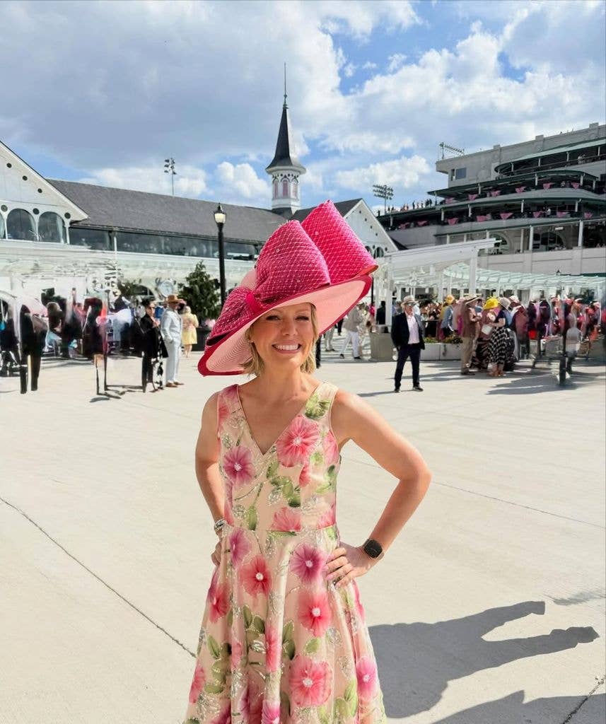 Dylan Dreyer in pink floral dress and hat