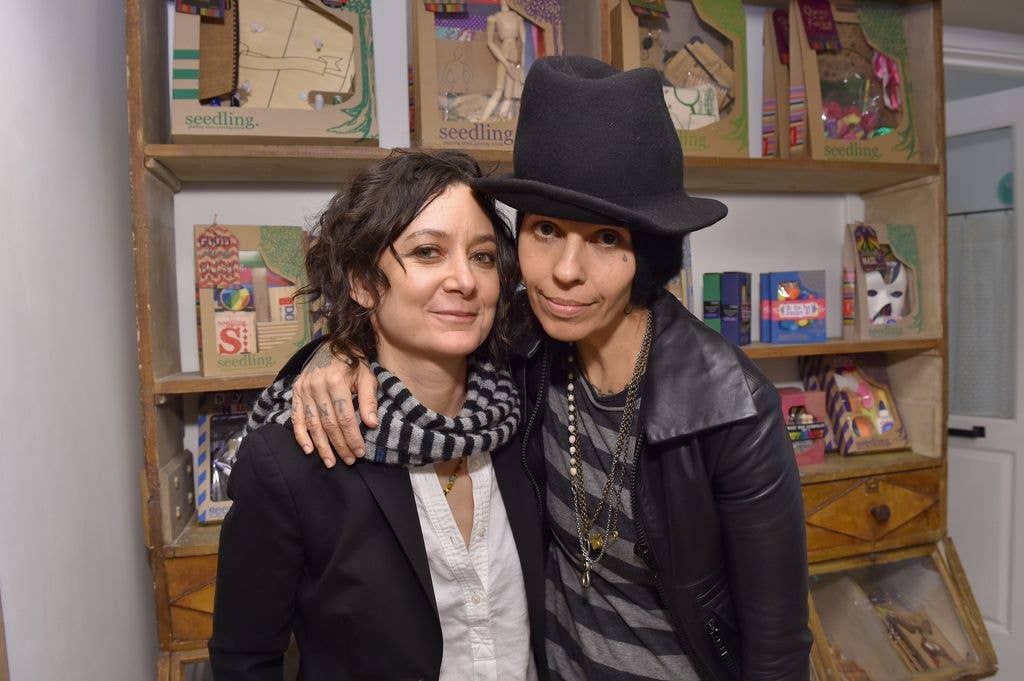 Linda with her ex-wife , actress Sara Gilbert
