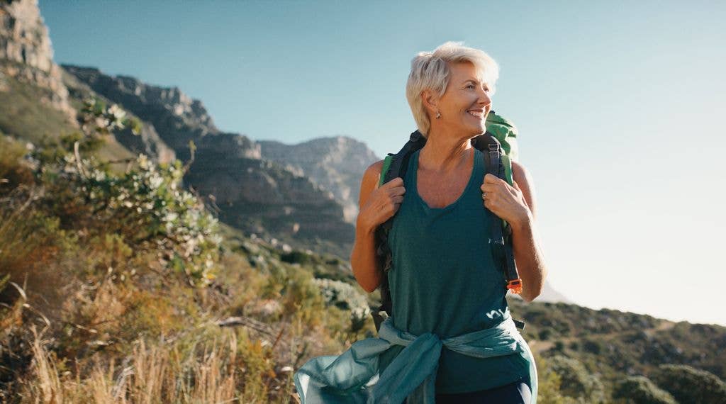 older woman hiking