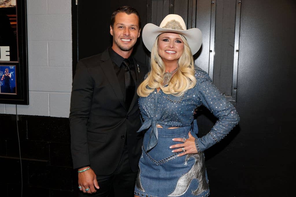 Miranda with her husband, Brendan McLoughlin, backstage at the ACM Awards