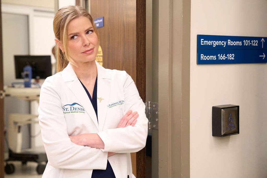 Ariana Madix with her arms crossed in a still from St Denis Medical