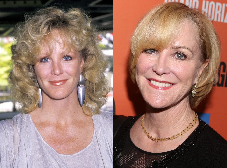 Split image of Joanna Kerns. On the left, shown in 1988. On the right, in 2020.