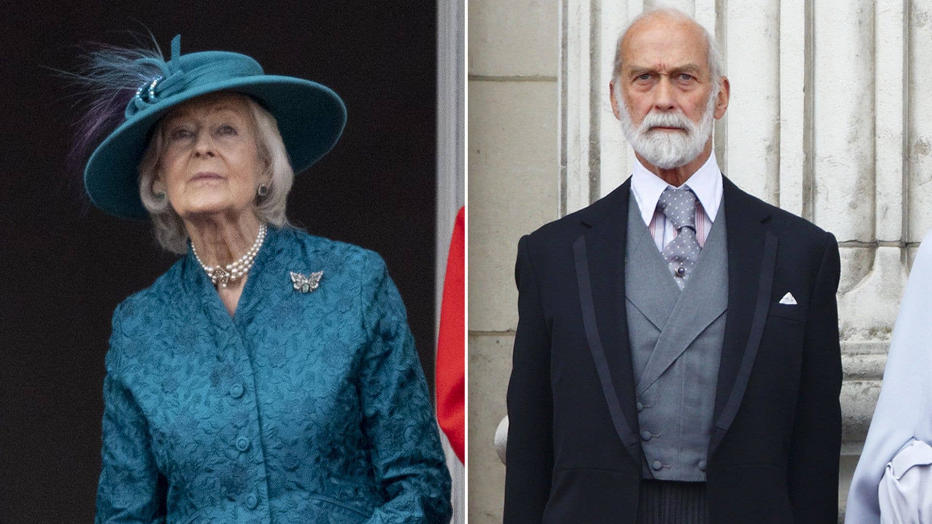 Split image of Princess Alexandra and Prince Michael of Kent at Trooping the Colour