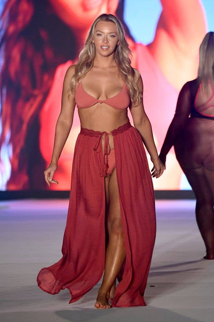 Camille Kostek walks the runway during the 2019 Sports Illustrated Swimsuit Runway Show 