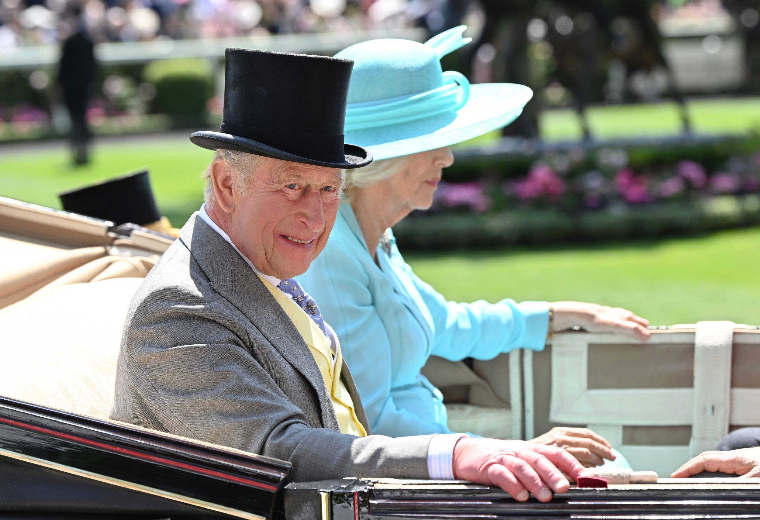 King Charles III smiles as he attends day four of Royal Ascot 2026 at Ascot Racecourse on June 19, 2026 in Ascot, England