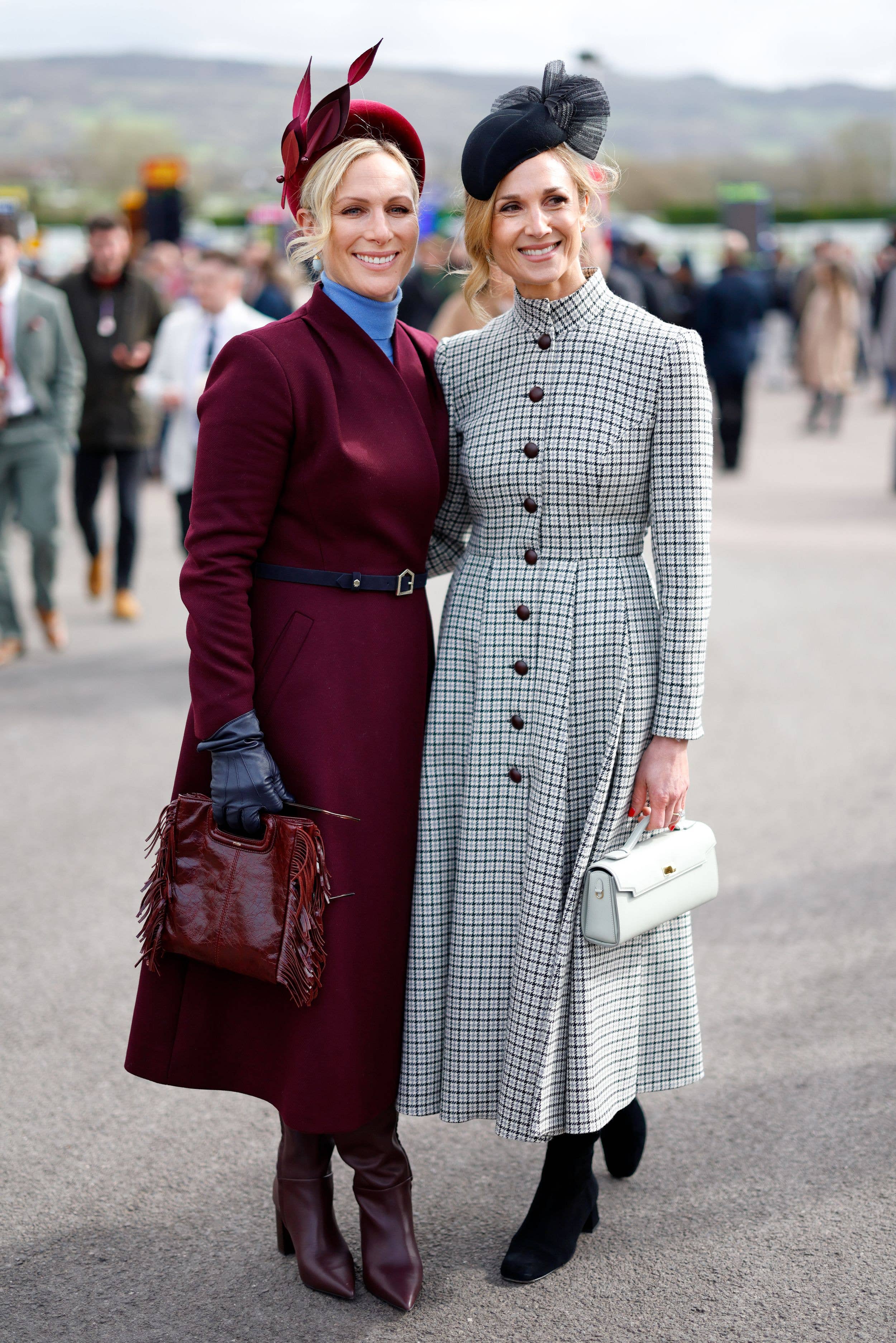 Zara Tindall and Harriet Sperling attend day 4 'Gold Cup Day' of the Cheltenham Festival at Cheltenham Racecourse
