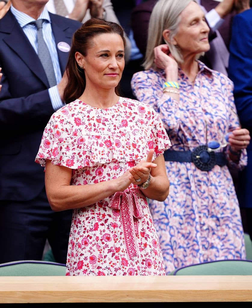 Pippa Middleton in the royal box in pink floral dress