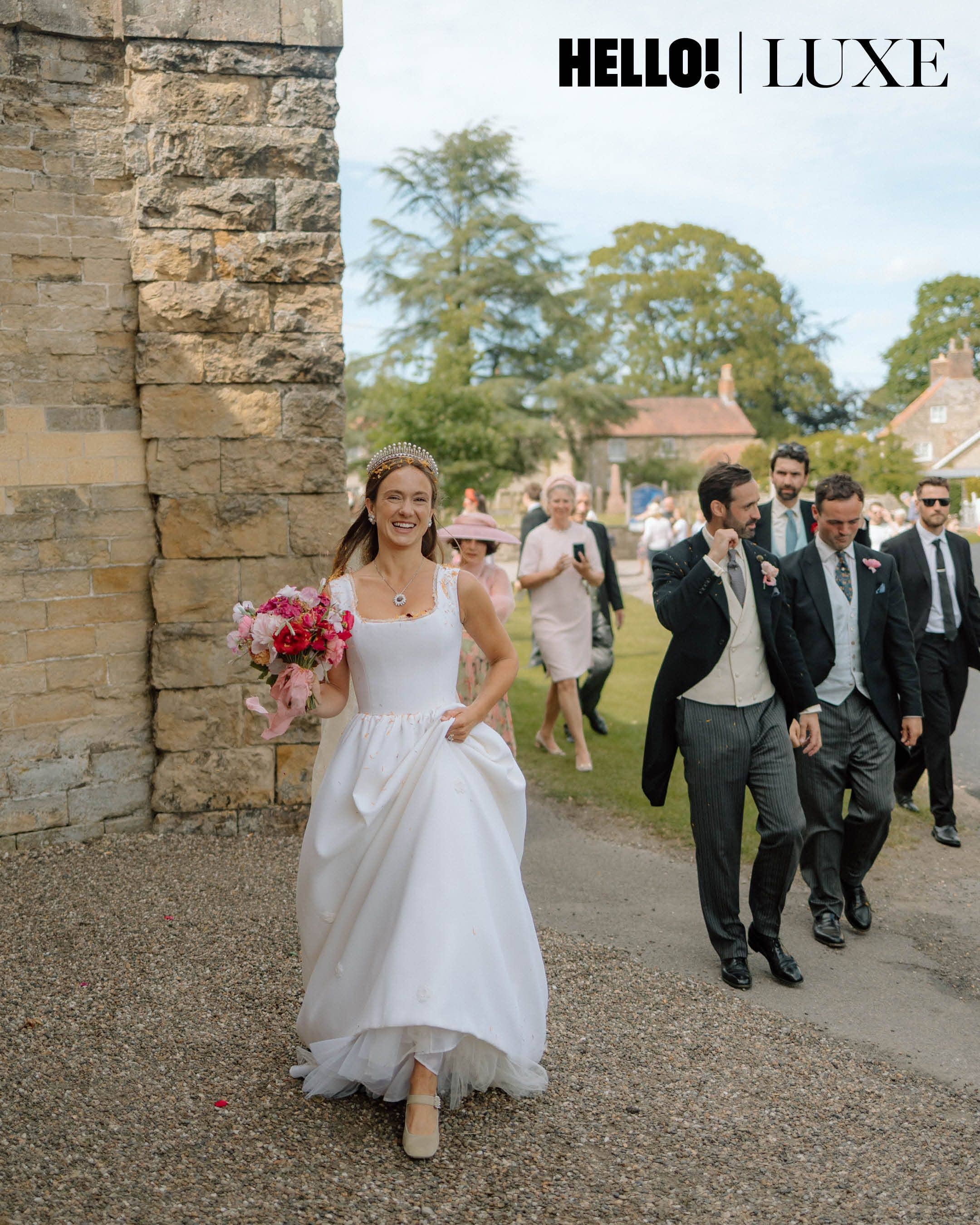 The stunning bride looked radiant at the church 