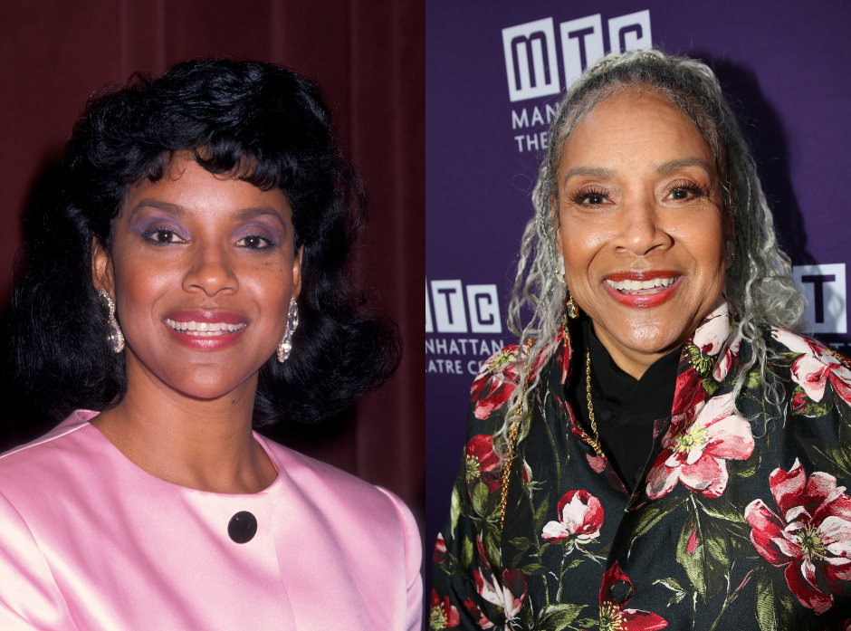 Split image of Phylicia Rashad. On the left, in 1988. On the right, in 2026.