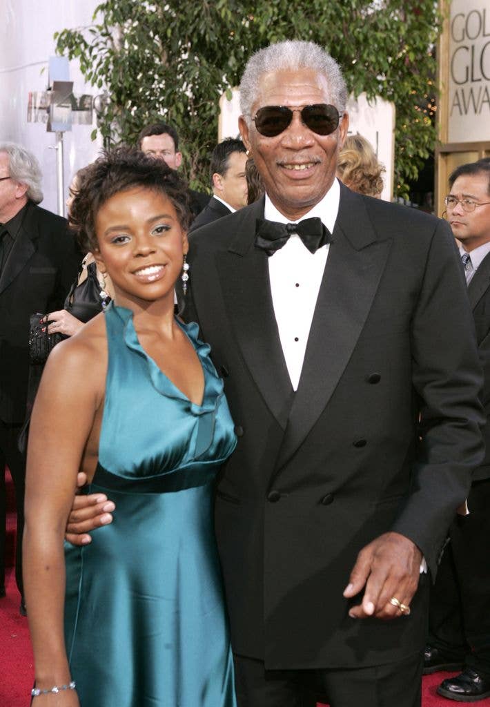 Morgan Freeman and adopted granddaughter E'Dena Hines during The 62nd Annual Golden Globe Awards - Arrivals at Beverly Hilton Hotel in Los Angeles, California, United States