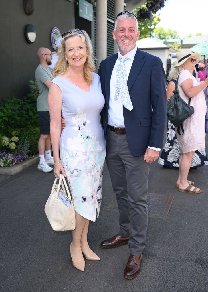 Carol Kirkwood attends day one of the 2026 Wimbledon Tennis Championships at the All England Lawn Tennis and Croquet Club