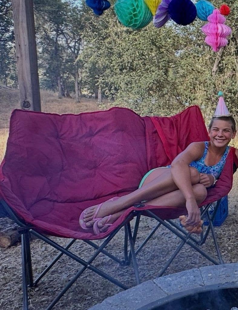 Pink and Carey Hart's daughter, Willow Sage Hart, lays on a fold-out picnic chair, shared on Instagram