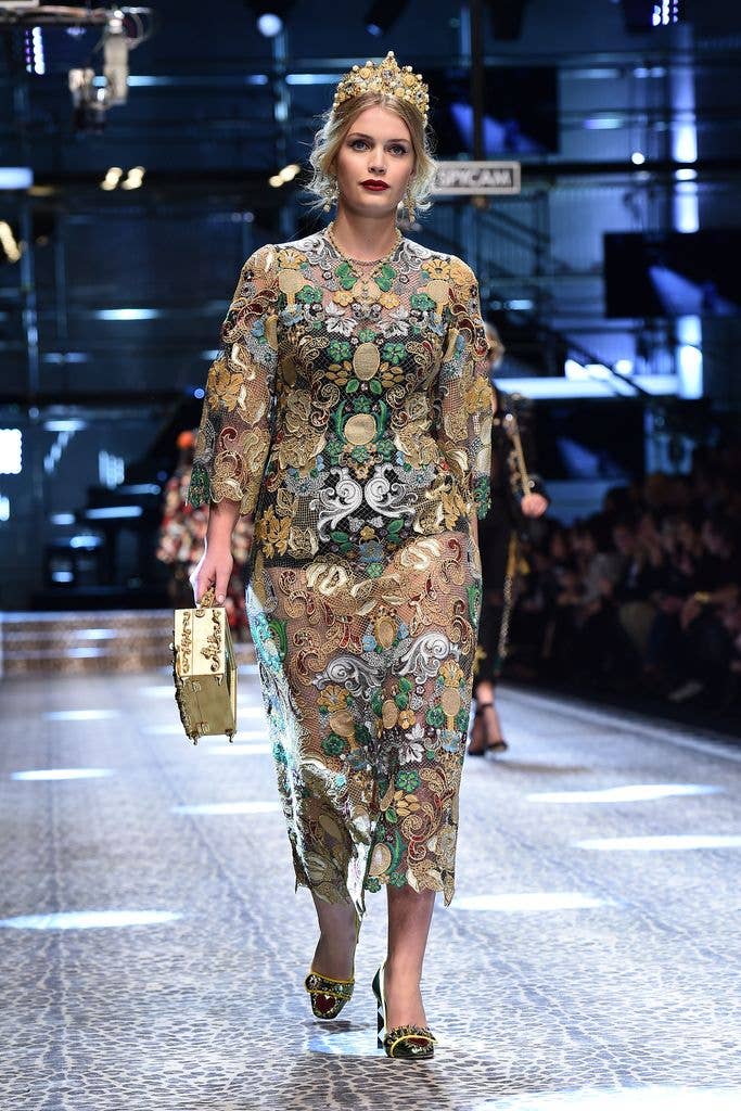 Lady Kitty Spencer walking down a fashion runway