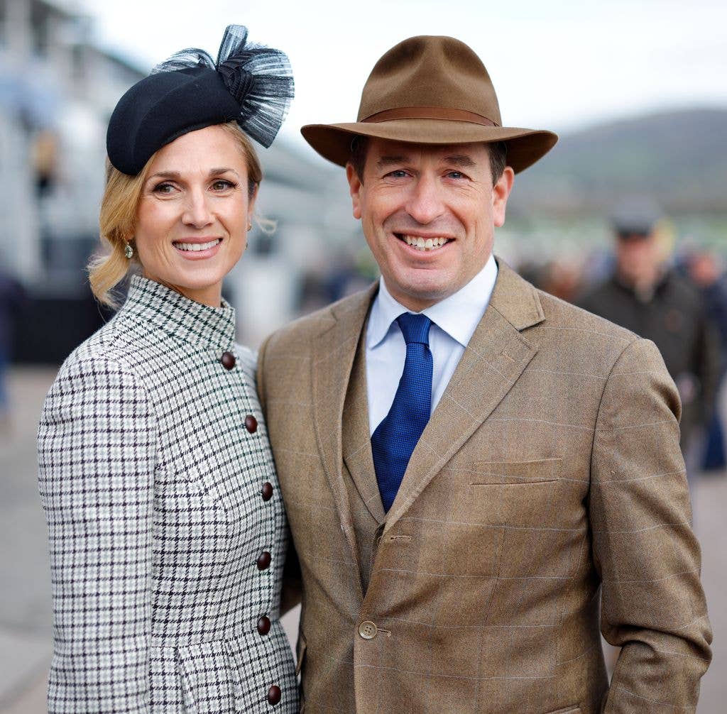 Harriet Sperling and Peter Phillips smiling at Cheltenham Festival