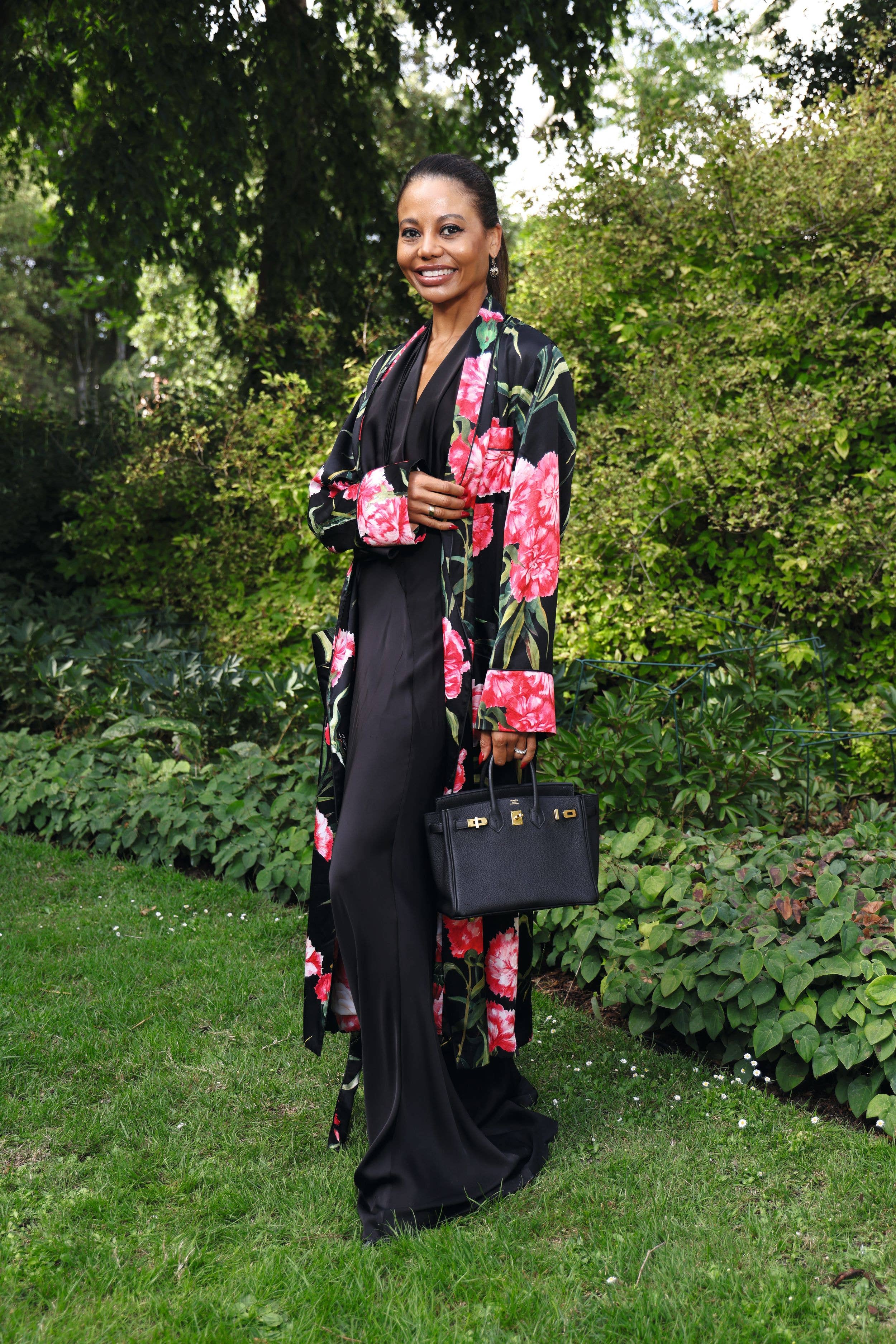 Emma in the gardens at Hurlingham