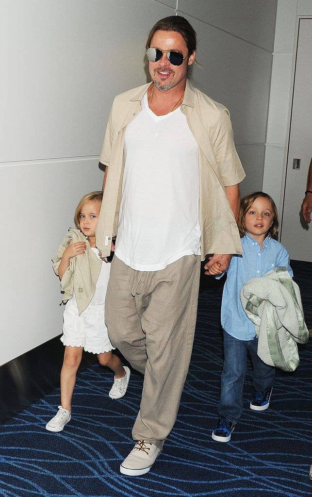 Brad Pitt, Knox and Vivienne in 2013