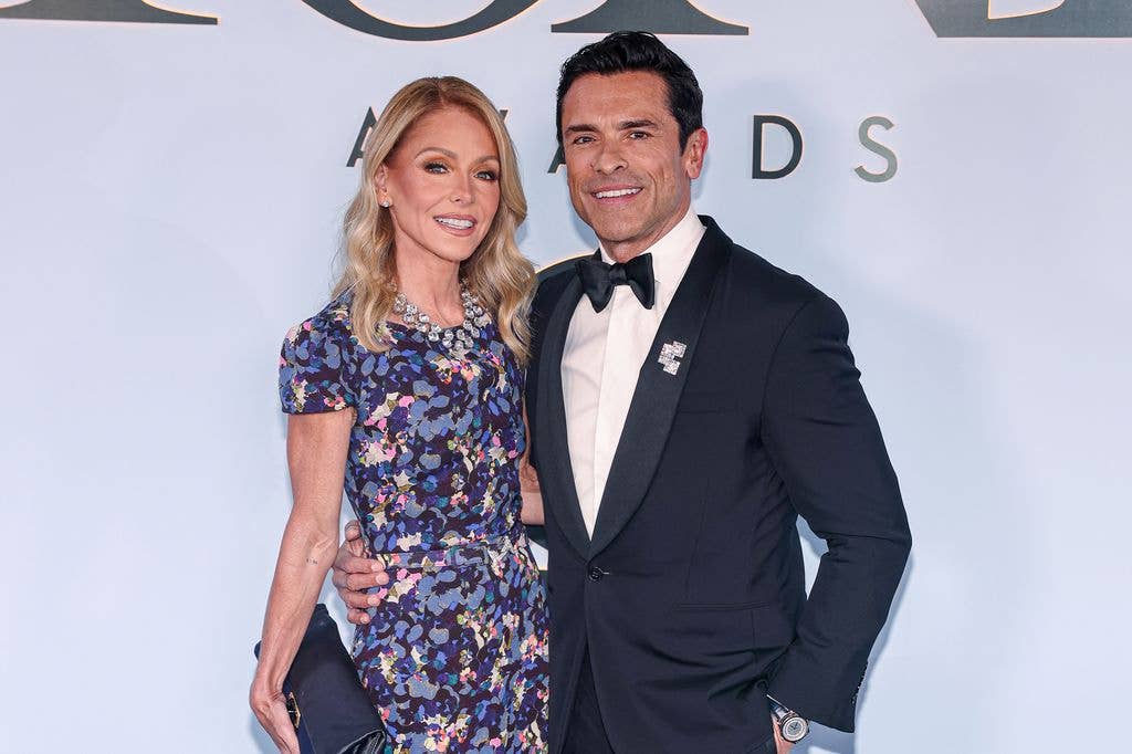 Kelly Ripa and Mark Consuelos attend the 79th Annual Tony Awards Arrivals at Radio City Music Hall on June 07, 2026 in New York City.