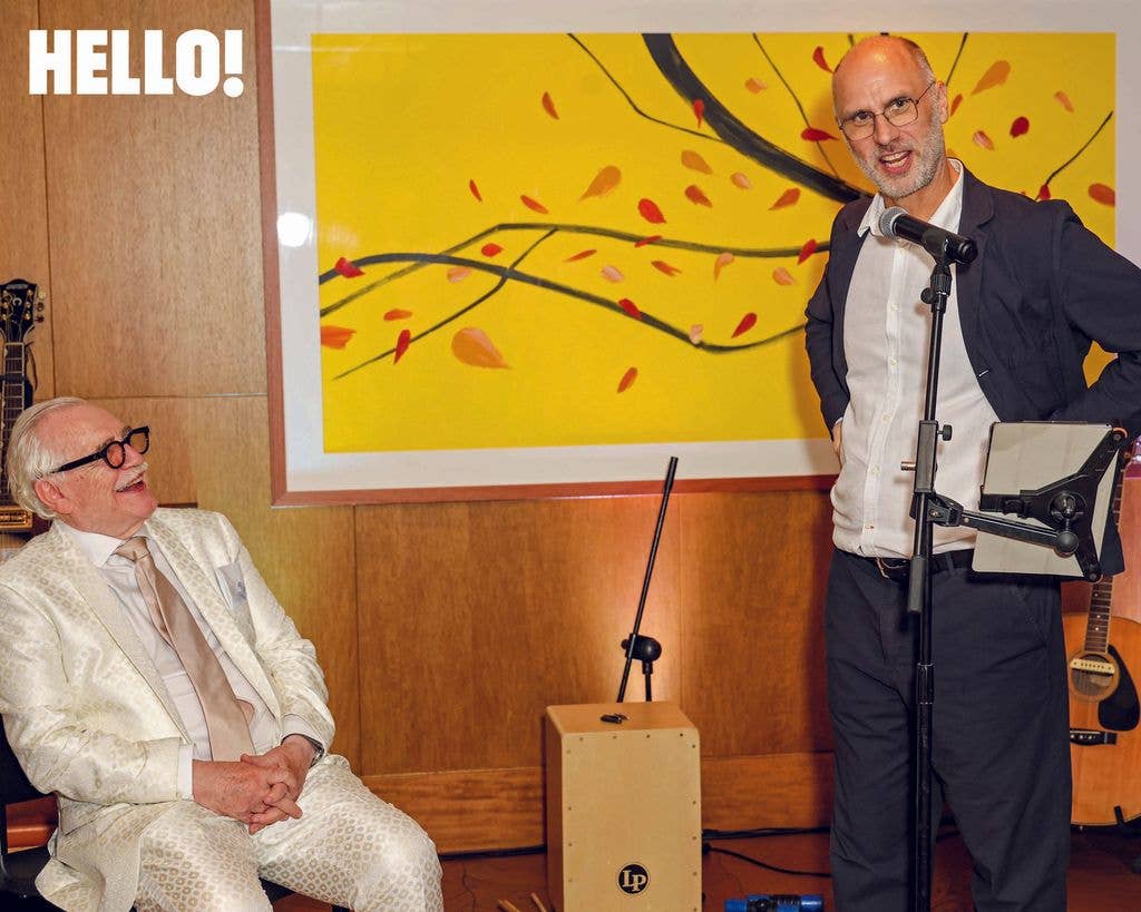 The actor laughs as Jesse Armstrong, Succession’s creator, pays tribute to him in a speech
