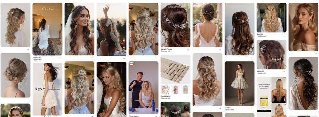 screenshot of Pinterest wedding hair
