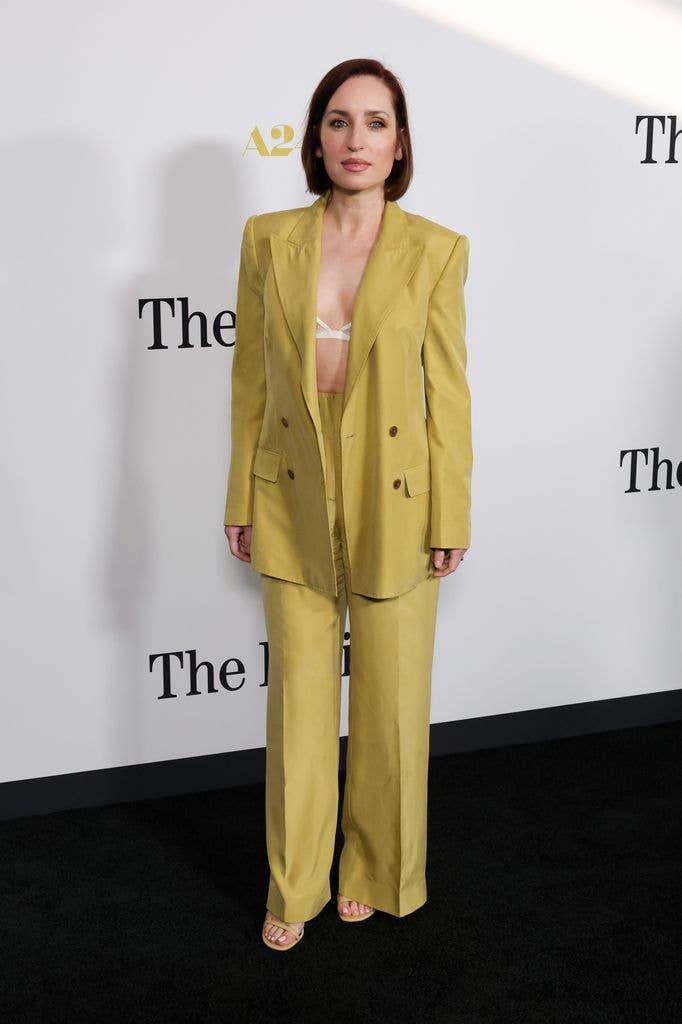 zoe lister-jones yellow suit
