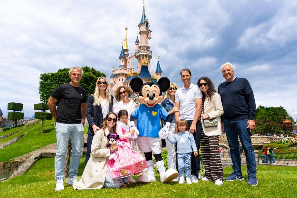 Rafael Nadal with his family, including son and wife, at Disneyland Paris