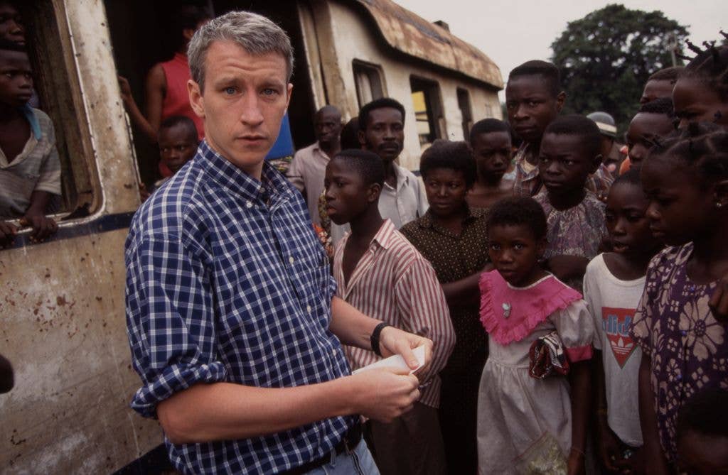 Kinshasa, Democratic Republic of the Congo - 1997: Anderson Cooper reporting for Walt Disney Television