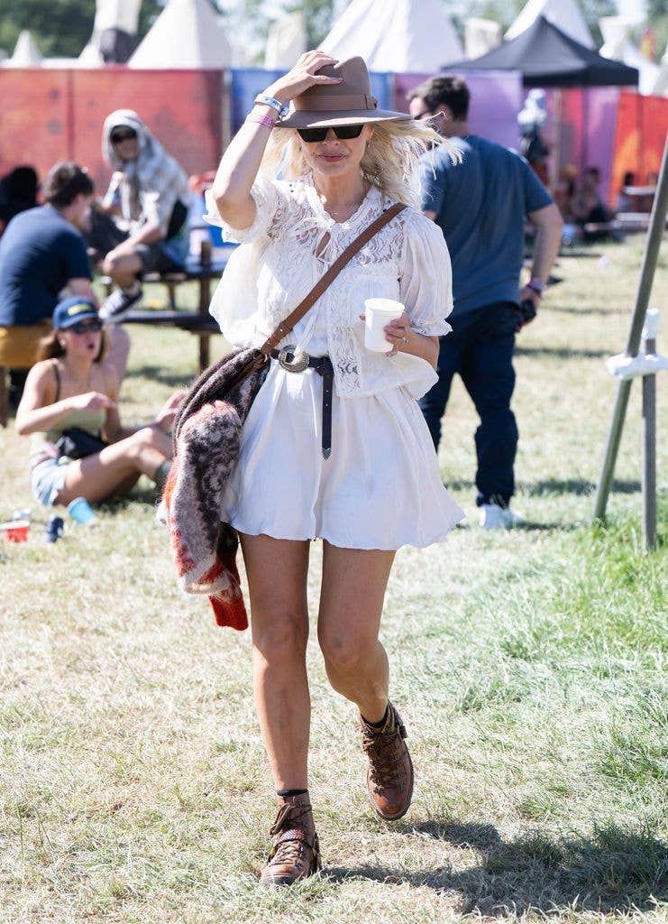 Holly Willoughby rocked this little white dress for a trip to Glastonbury