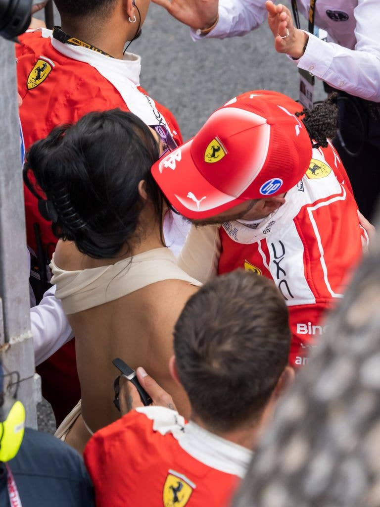 The pair shared a sweet kiss at the end of the race