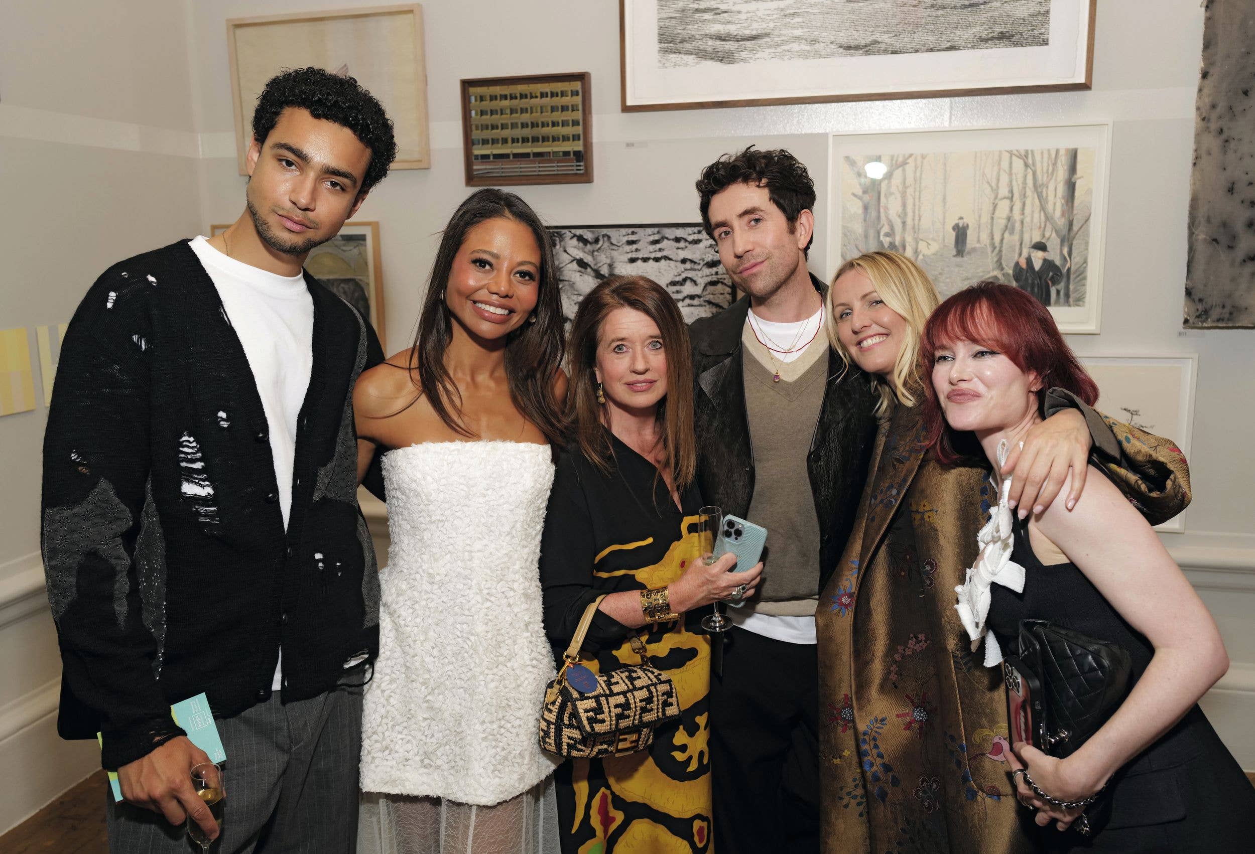 Emma with (from left) Archie Madekwe, her manager Elaine Foran, Nick Grimshaw, Laura Weir and Julia Hobbs at the Summer Exhibition Preview Party 2026 at the Royal Academy