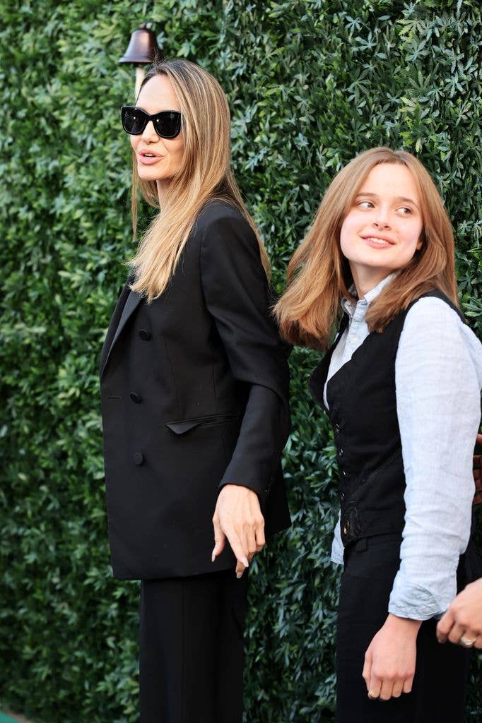 Angelina Jolie and Vivienne Jolie-Pitt attend the opening night performance of "Reefer Madness: The Musical"