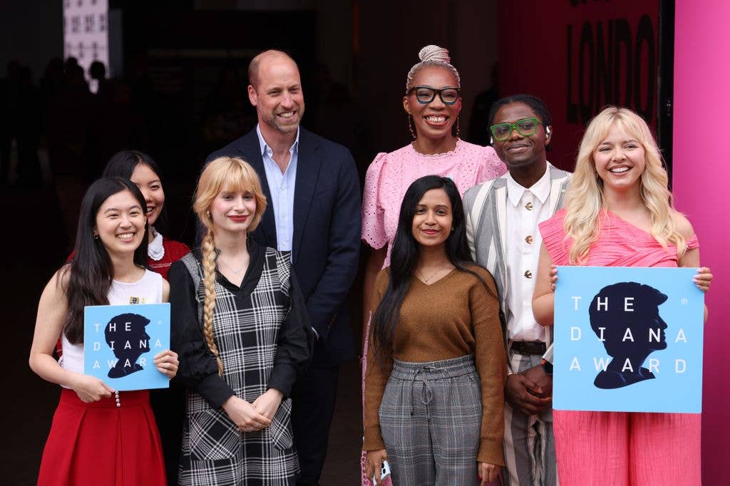 Vivi Lin, Prince William, Tessy Ojo CBE, Sophie Pender and guests attend the Diana Award photocall