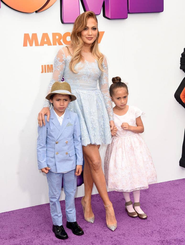 Jennifer Lopez with twins Emme and Max attend the premiere of Twentieth Century Fox And Dreamworks Animation's "HOME" at Regency Village Theatre on March 22, 2015 in Westwood, California