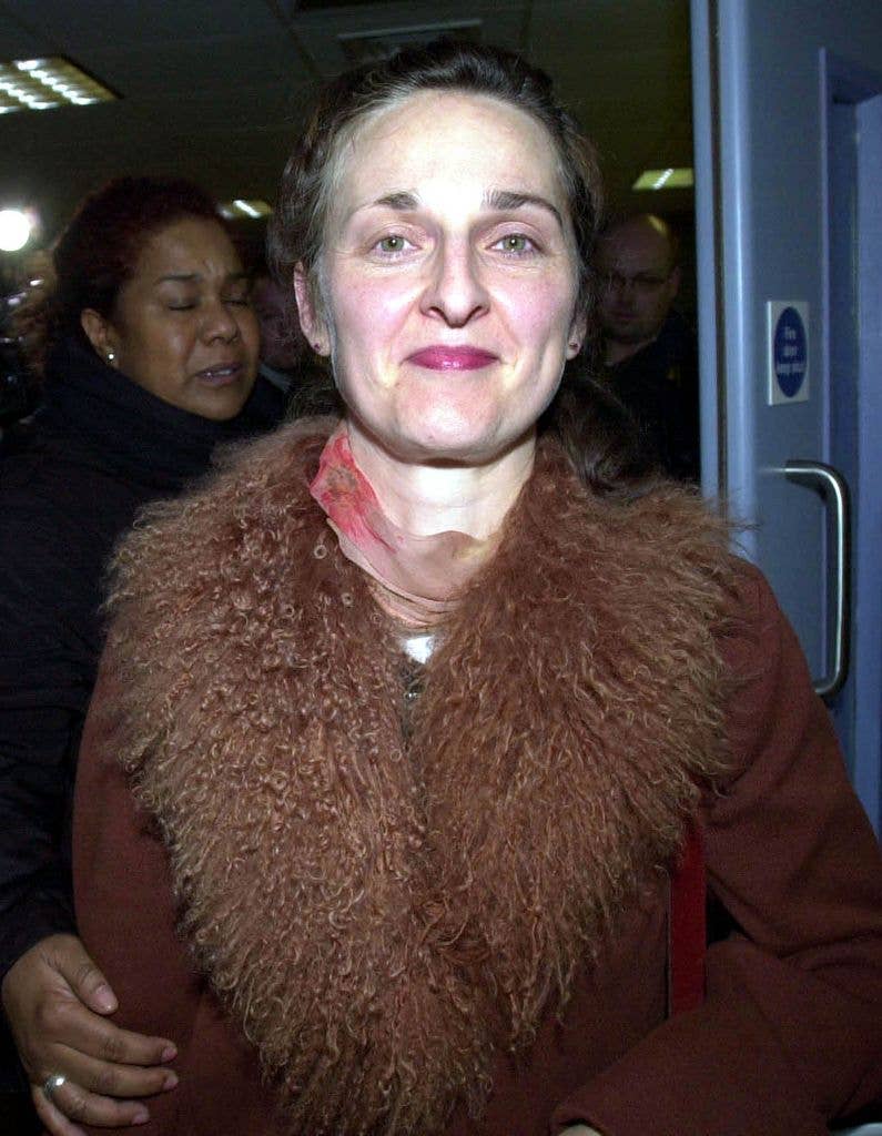 Melanie Henry at Inverness Airport, prior to Madonna's wedding, dated 2000.