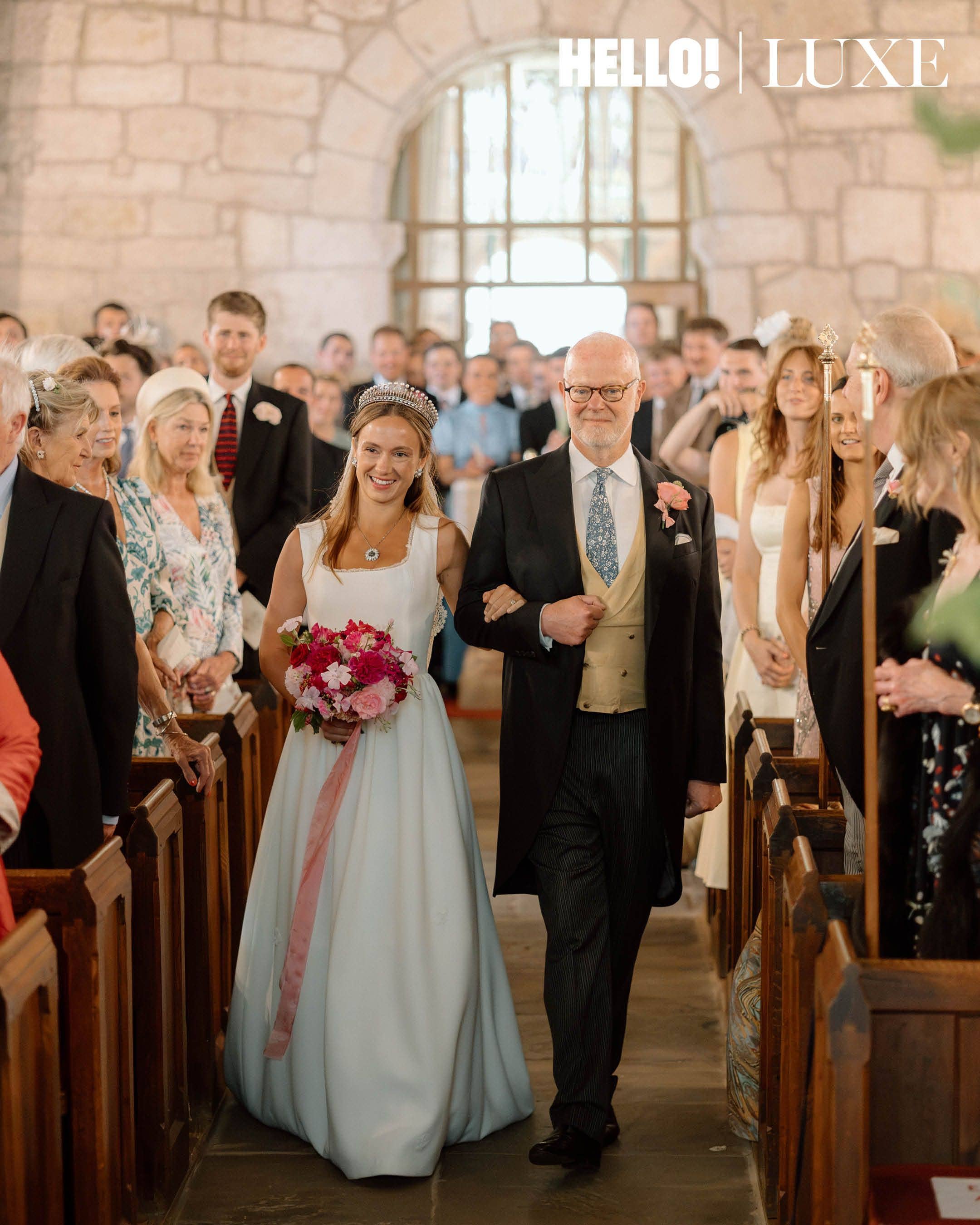 Lady Marina is walked down the aisle by her father, George Windsor, Earl of St Andrews