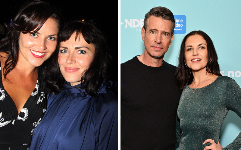 Dagmara Domińczyk, Marika Domińczyk, and Scott Foley split image