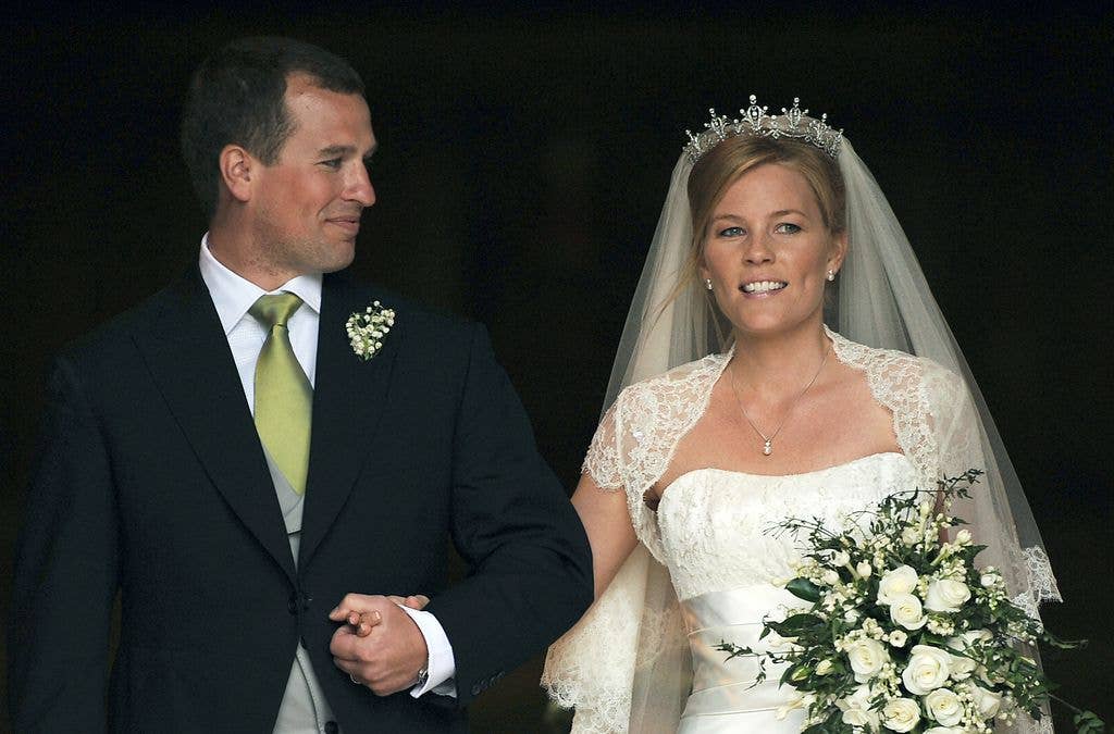Autumn Kelly wore a tiara for her nuptials to Peter Phillips at St. George's Chapel in May 2008 