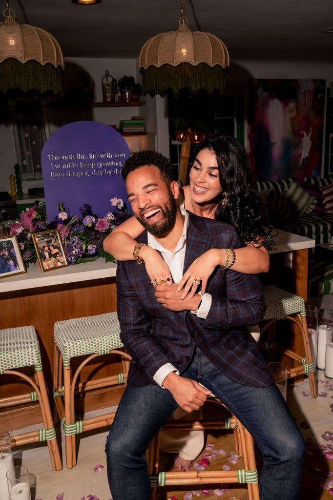 John Clarence Stewart and Natacha Karam  during their engagement photo shoot