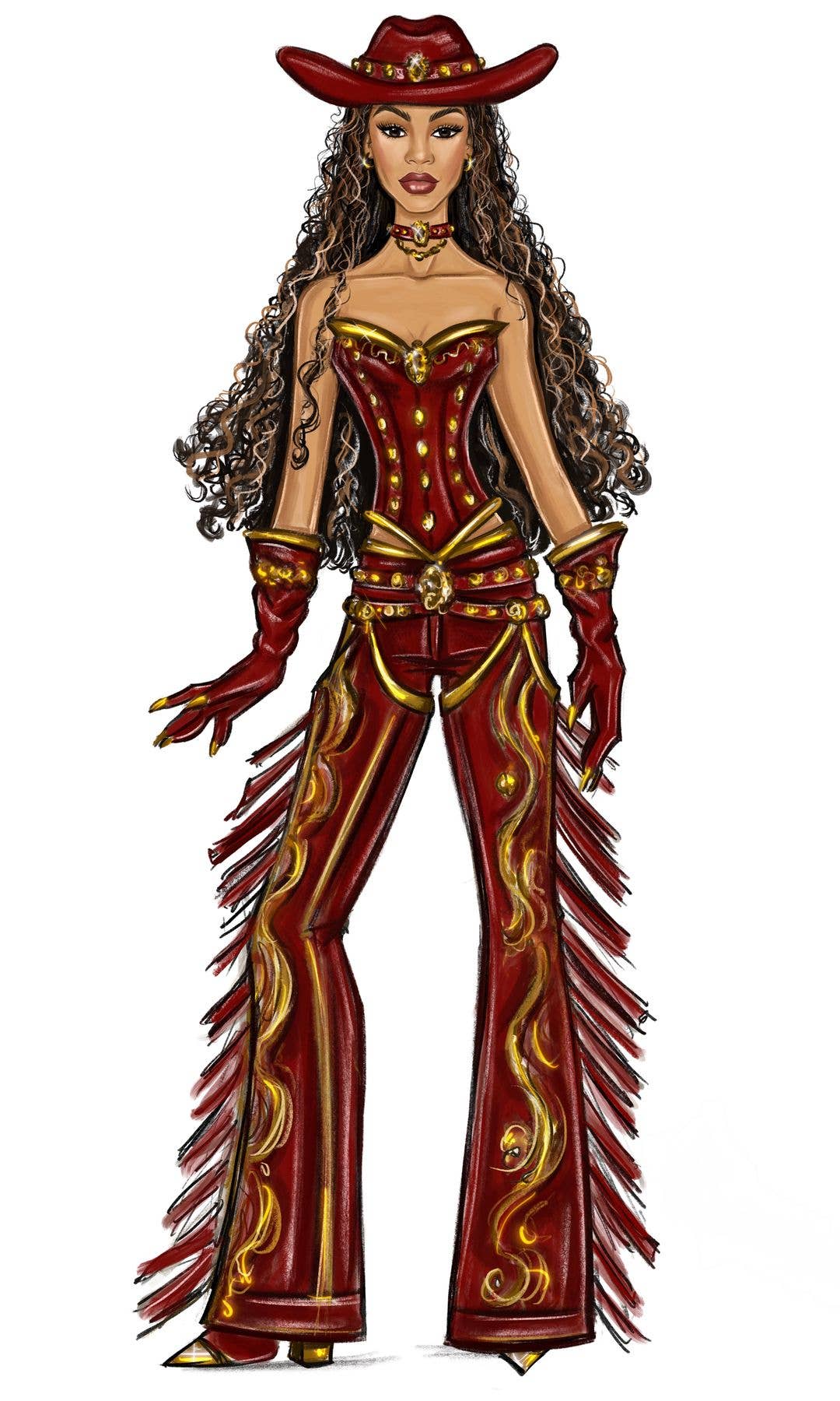 Ugo's sketch for Blue Ivy's Cowboy Carter Tour look