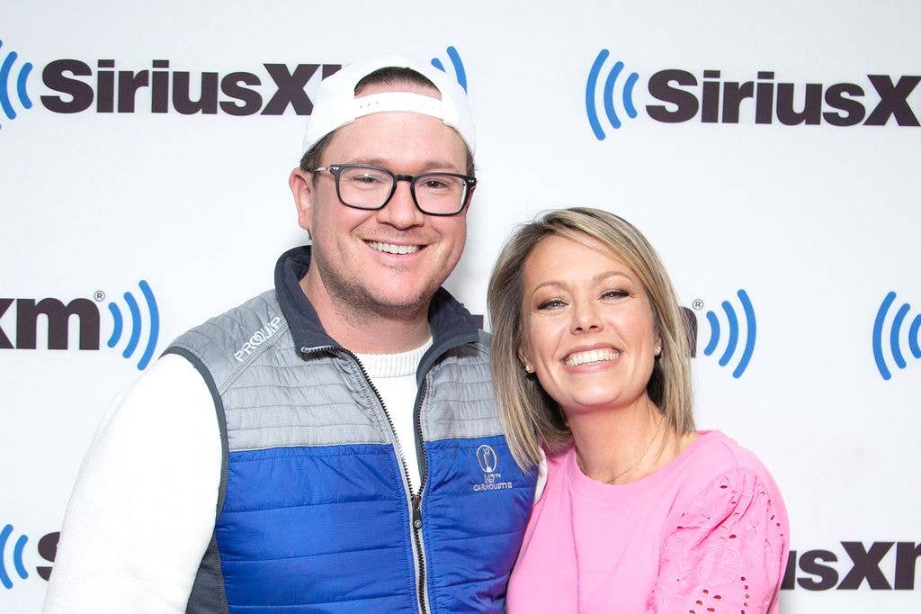 Dylan Dreyer and Brian Fichera visit SiriusXM Studios on February 13, 2023 in New York City