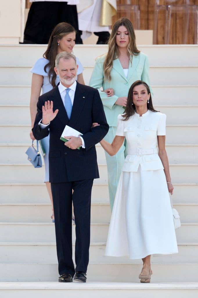 King Felipe VI of Spain, Queen Letizia of Spain, Crown Princess Leonor of Spain and Princess Sofia of Spain attend Mass on the feast of Corpus Christi 