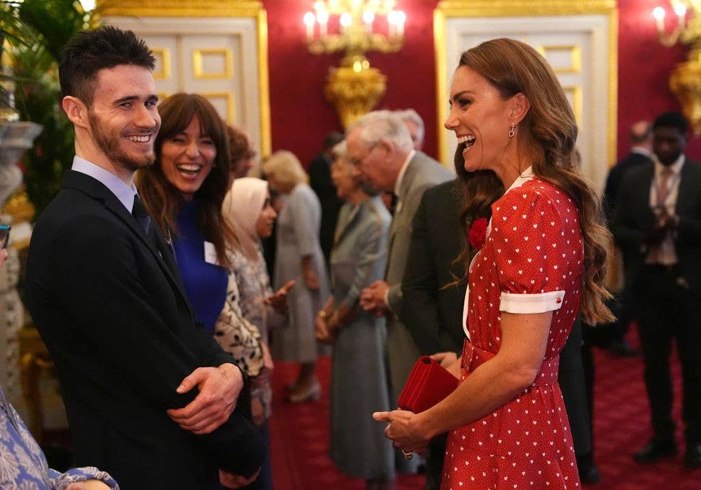 Princess Kate talking to guests at the Cancer Research UK reception