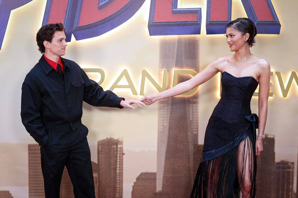 The couple held hands on the red carpet