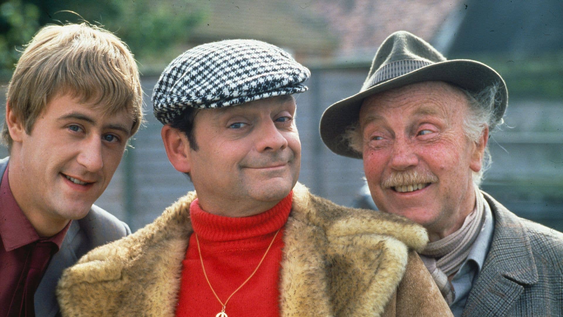 Nicholas Lyndhurst, David Jason, and Lennard Pearce smiling in vintage attire.