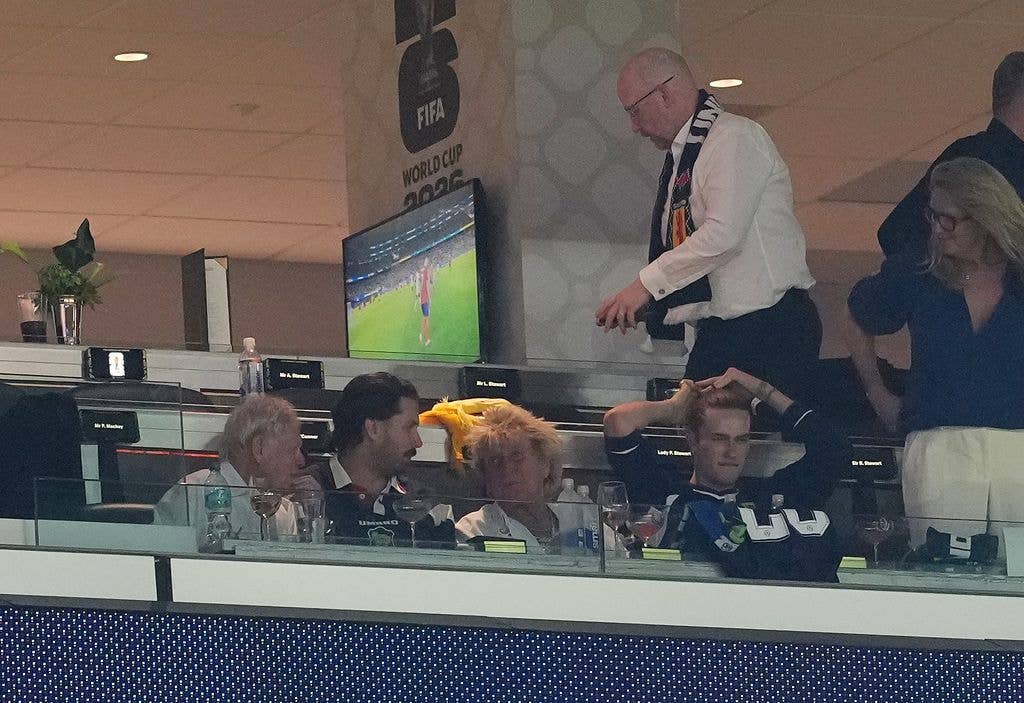 Sir Rod Stewart (third left) in the stands during the FIFA World Cup Group C match at Boston Stadium, Foxborough