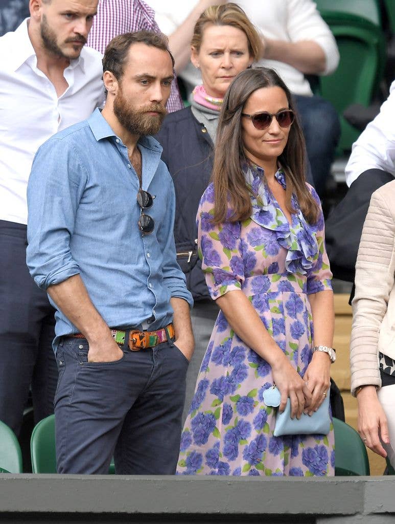  James Middleton and Pippa Middleton attend day eleven of the Wimbledon Tennis Championships at Wimbledon on July 08, 2016 in London, England.  (Photo by Karwai Tang/WireImage)