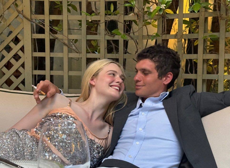 Elle Fanning and her boyfriend Gus Wenner posing for a candid photo, shared via Instagram