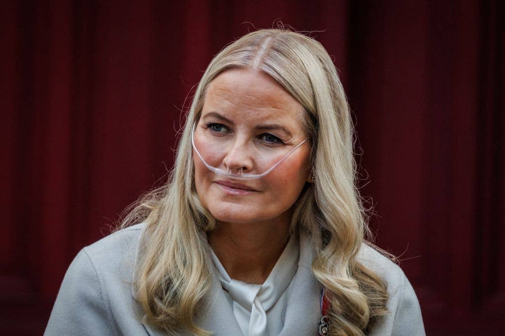 Crown Princess Mette Marit of Norway was pictured with an oxygen tank